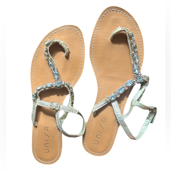 UNISA Rhinestone T-Strap Sandals - Picture 1 of 5